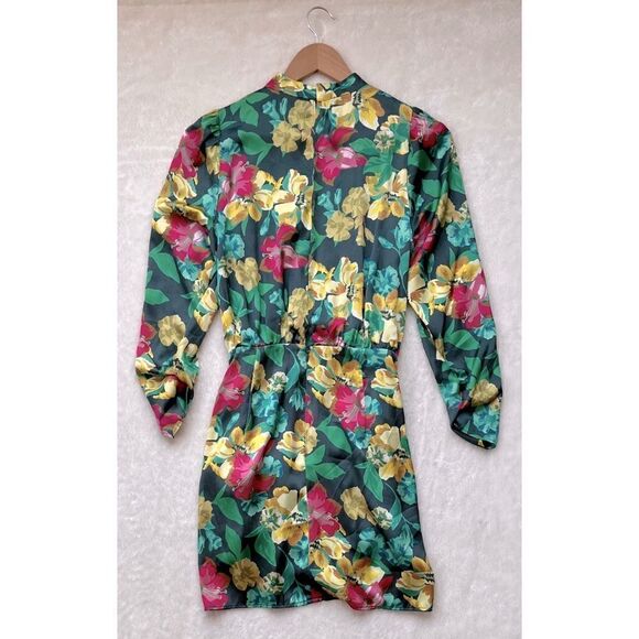 NWT Zara Blogger’s Favorite Floral Satin Effect Cutout Long Sleeve Mini Dress - Picture 14 of 16
